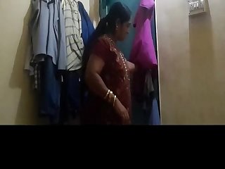 Bhabi in Black Bra n Pink Panty Captured while Changing Dress